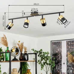 hofstein Plafonnier Neftenbach Laiton, Noir, 4 lumières