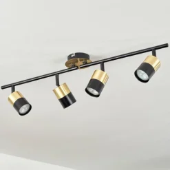 hofstein Plafonnier Neftenbach Laiton, Noir, 4 lumières