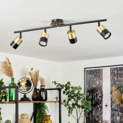 hofstein Plafonnier Neftenbach Laiton, Noir, 4 lumières