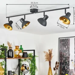 Lampes Dorées-hofstein Plafonnier Neiden Noir doré, 4 lumières