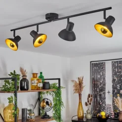 Lampes Dorées-hofstein Plafonnier Neiden Noir doré, 4 lumières