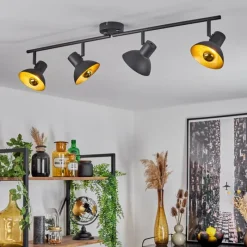 Lampes Dorées-hofstein Plafonnier Neiden Noir doré, 4 lumières