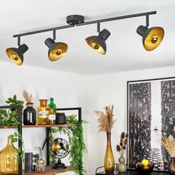 Lampes Dorées-hofstein Plafonnier Neiden Noir doré, 4 lumières