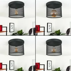 Lampes Industrielles-hofstein Plafonnier Nelvik Noir, 1 lumière