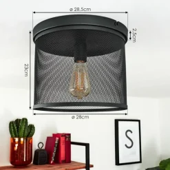 Lampes Industrielles-hofstein Plafonnier Nelvik Noir, 1 lumière