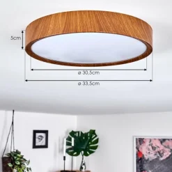 hofstein Plafonnier Nexo LED Bois foncé, 1 lumière
