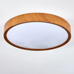 hofstein Plafonnier Nexo LED Couleur bois, Blanc, 1 lumière