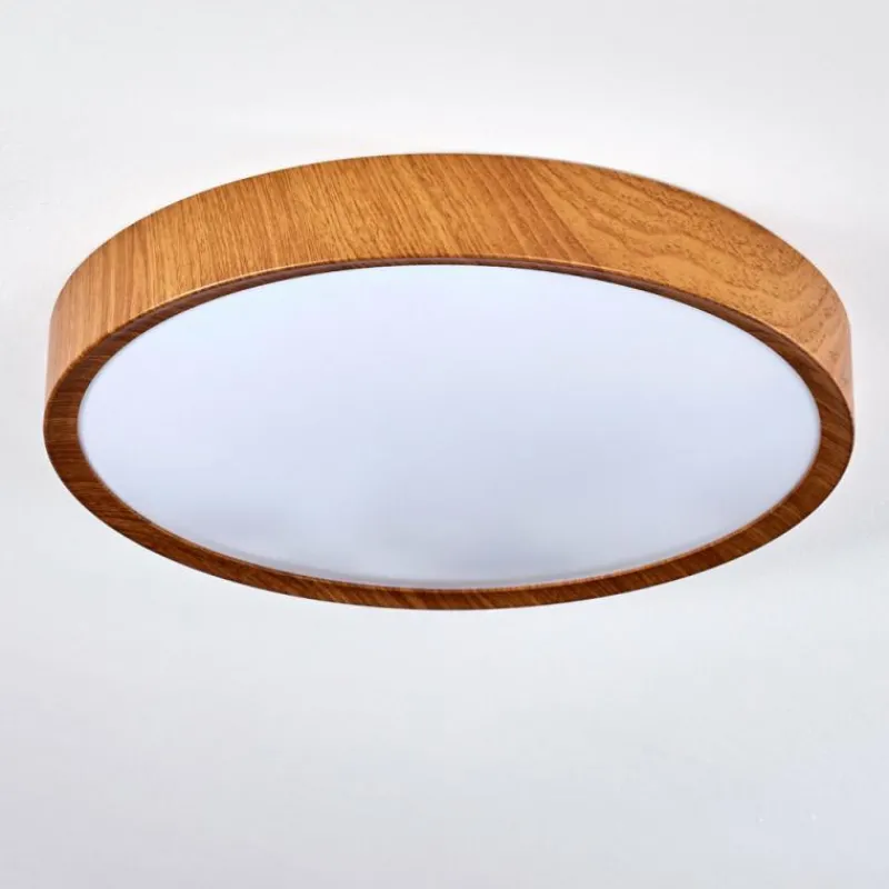 hofstein Plafonnier Nexo LED Couleur bois, Blanc, 1 lumière