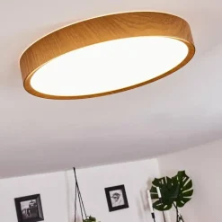 hofstein Plafonnier Nexo LED Couleur bois, Blanc, 1 lumière