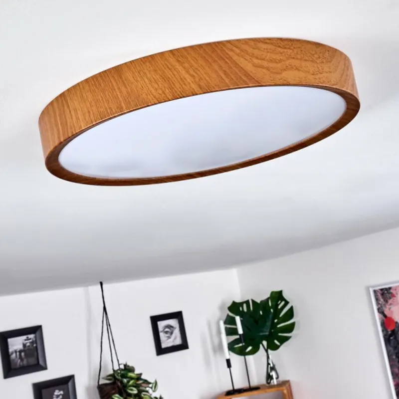 hofstein Plafonnier Nexo LED Couleur bois, Blanc, 1 lumière