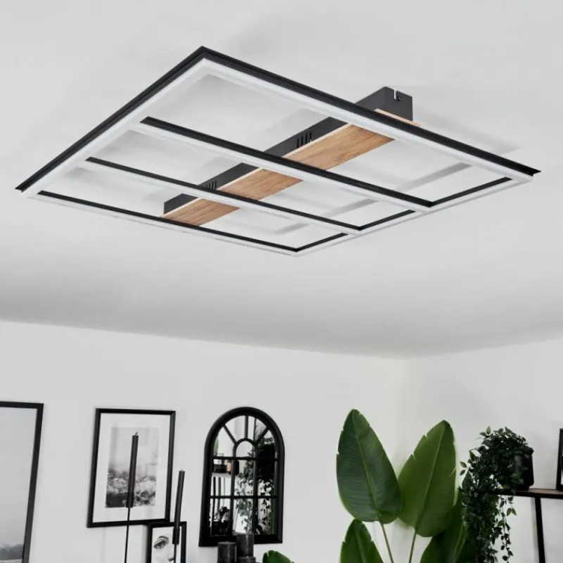 hofstein Plafonnier Nganbeto LED Couleur bois, Noir, 1 lumière