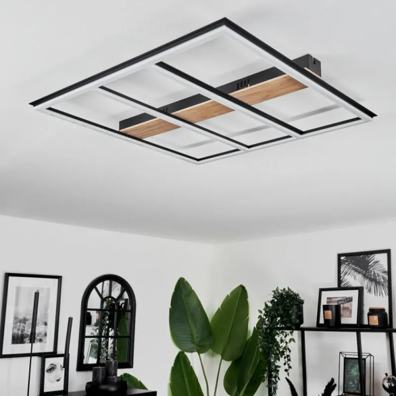 hofstein Plafonnier Nganbeto LED Couleur bois, Noir, 1 lumière