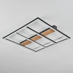 hofstein Plafonnier Nganbeto LED Couleur bois, Noir, 1 lumière