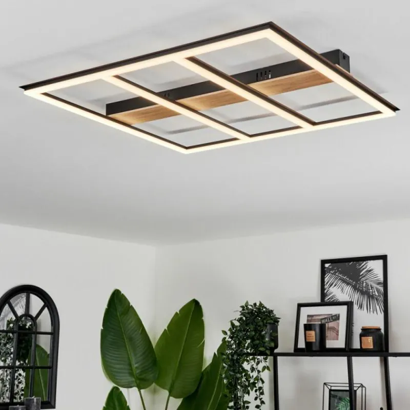 hofstein Plafonnier Nganbeto LED Couleur bois, Noir, 1 lumière