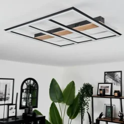 hofstein Plafonnier Nganbeto LED Couleur bois, Noir, 1 lumière