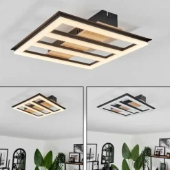 hofstein Plafonnier Nganbeto LED Couleur bois, Noir, 1 lumière