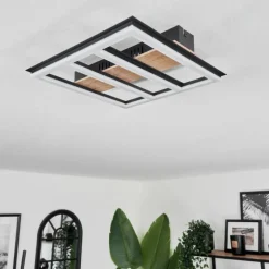 hofstein Plafonnier Nganbeto LED Couleur bois, Noir, 1 lumière