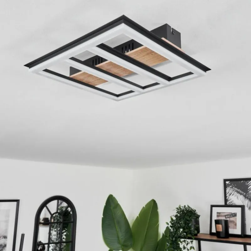 hofstein Plafonnier Nganbeto LED Couleur bois, Noir, 1 lumière