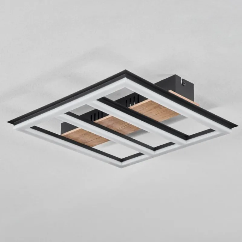 hofstein Plafonnier Nganbeto LED Couleur bois, Noir, 1 lumière