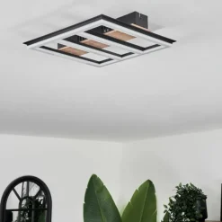 hofstein Plafonnier Nganbeto LED Couleur bois, Noir, 1 lumière