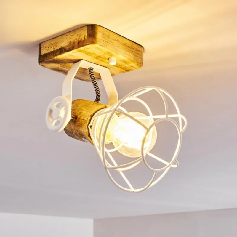 Lampes En Bois-hofstein Plafonnier Nifun Brun, Blanc, 1 lumière