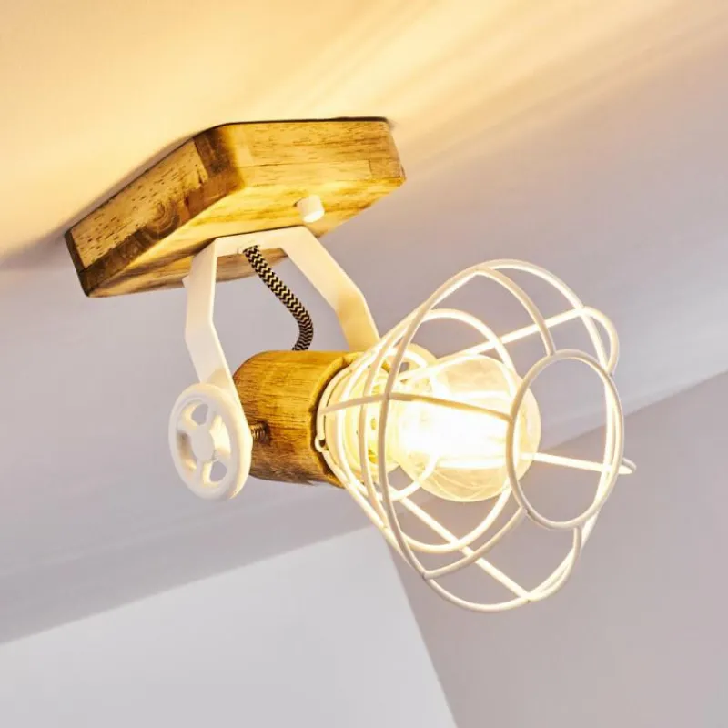 Lampes En Bois-hofstein Plafonnier Nifun Brun, Blanc, 1 lumière