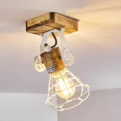 Lampes En Bois-hofstein Plafonnier Nifun Brun, Blanc, 1 lumière