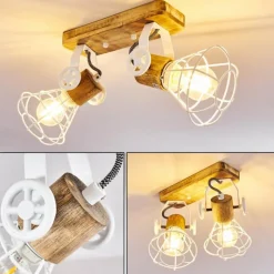 Lampes En Bois-hofstein Plafonnier Nifun Brun, Blanc, 2 lumières