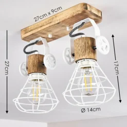 Lampes En Bois-hofstein Plafonnier Nifun Brun, Blanc, 2 lumières