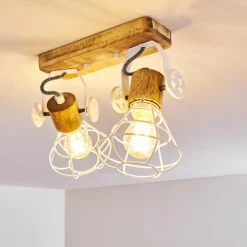 Lampes En Bois-hofstein Plafonnier Nifun Brun, Blanc, 2 lumières