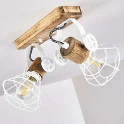 Lampes En Bois-hofstein Plafonnier Nifun Brun, Blanc, 2 lumières