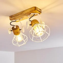 Lampes En Bois-hofstein Plafonnier Nifun Brun, Blanc, 2 lumières