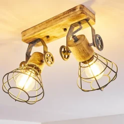 Lampes En Bois-hofstein Plafonnier Nifun Brun, Gris, 2 lumières