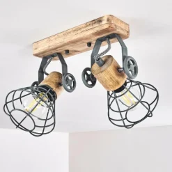 Lampes En Bois-hofstein Plafonnier Nifun Brun, Gris, 2 lumières