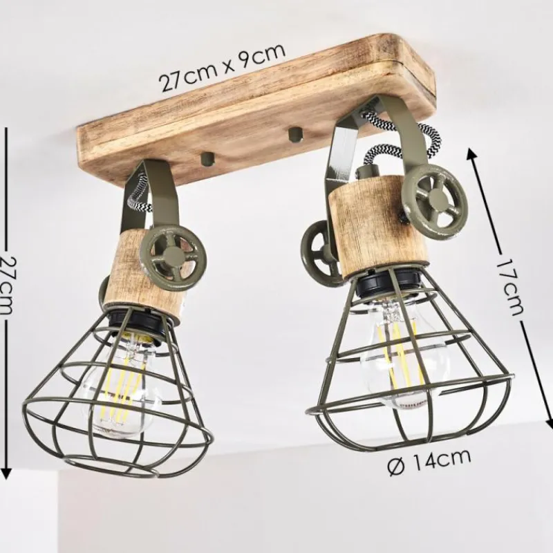 Lampes En Bois-hofstein Plafonnier Nifun Brun, Vert, 2 lumières
