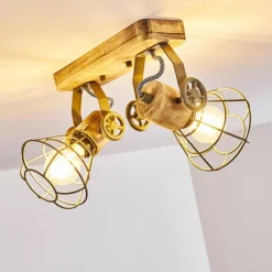 Lampes En Bois-hofstein Plafonnier Nifun Brun, Vert, 2 lumières