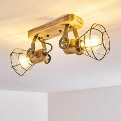 Lampes En Bois-hofstein Plafonnier Nifun Brun, Vert, 2 lumières