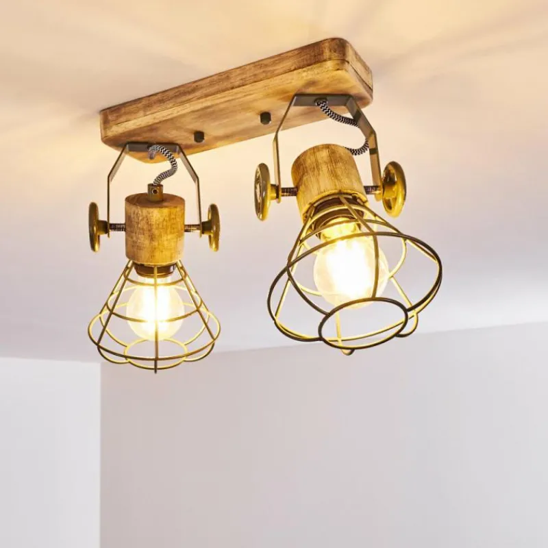 Lampes En Bois-hofstein Plafonnier Nifun Brun, Vert, 2 lumières