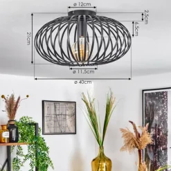 Lampes Industrielles-hofstein Plafonnier Nomenome Noir, 1 lumière