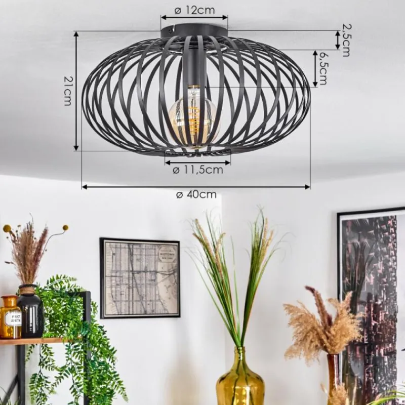 Lampes Industrielles-hofstein Plafonnier Nomenome Noir, 1 lumière