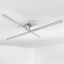 hofstein Plafonnier Noppa LED Chrome, Nickel mat, 2 lumières, Télécommandes, Changeur de couleurs