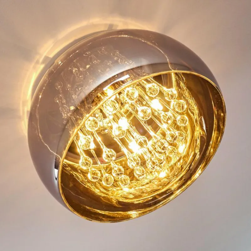 Suspension Verre Fumé-hofstein Plafonnier Norrskata Nickel mat, 5 lumières