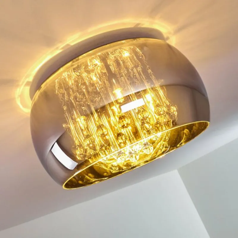 Suspension Verre Fumé-hofstein Plafonnier Norrskata Nickel mat, 5 lumières