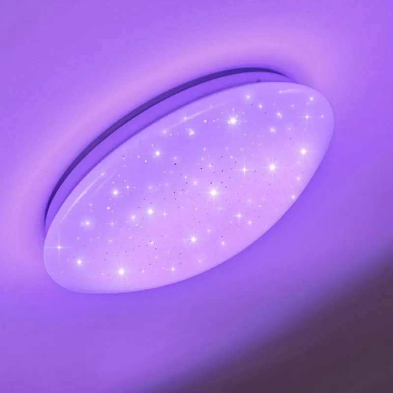 hofstein Plafonnier Norton Star LED Blanc, 1 lumière, Télécommandes, Changeur de couleurs