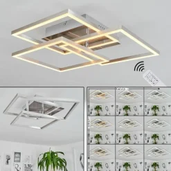 hofstein Plafonnier Oberegg LED Chrome, Nickel mat, 1 lumière, Télécommandes
