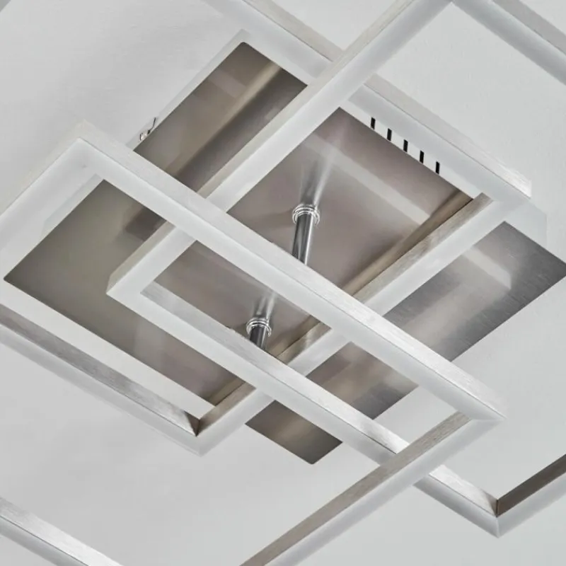 hofstein Plafonnier Oberegg LED Chrome, Nickel mat, 1 lumière, Télécommandes