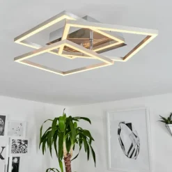 hofstein Plafonnier Oberegg LED Chrome, Nickel mat, 1 lumière, Télécommandes
