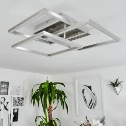 hofstein Plafonnier Oberegg LED Chrome, Nickel mat, 1 lumière, Télécommandes