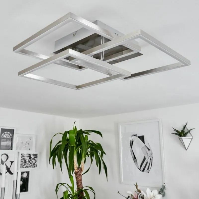 hofstein Plafonnier Oberegg LED Chrome, Nickel mat, 1 lumière, Télécommandes