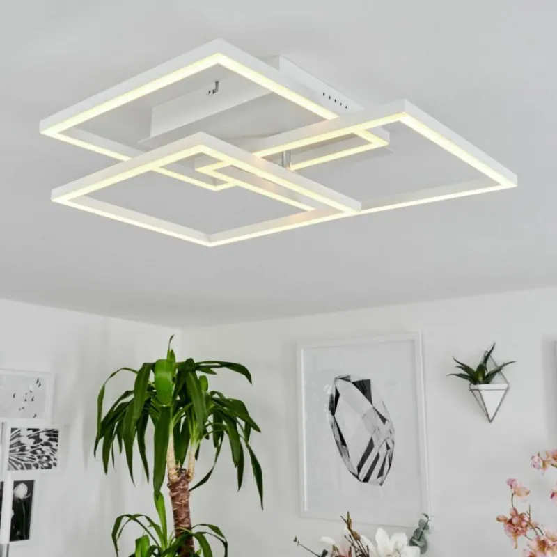 hofstein Plafonnier Oberegg LED Chrome, Blanc, 1 lumière, Télécommandes